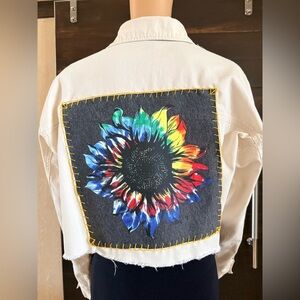 Upcycled Forever 21 Sunflower Cropped Shacket Size M